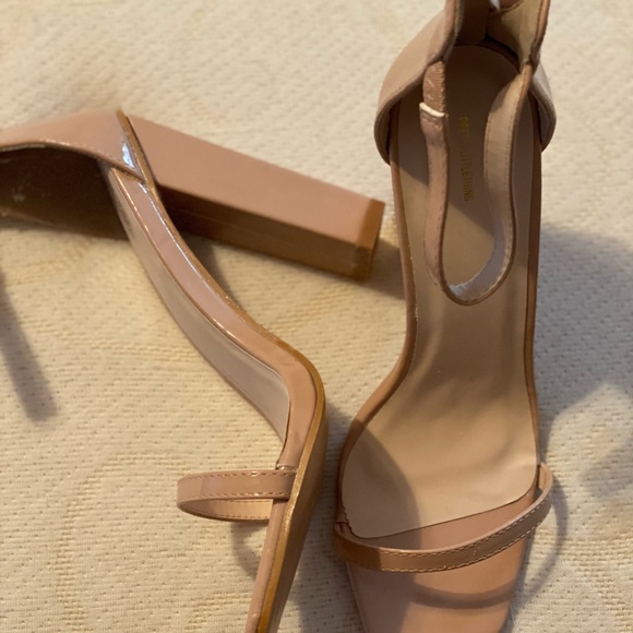 PLT Nude Square Toe High Block Heel Sandals - Picture 3 of 5